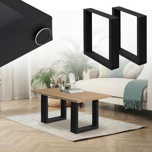 ECD Germany 2er Set Tischbeine 30x43 cm, Schwarz, Stahl pulverbeschichtet, Industriedesign, Vierkantprofil, Metall Tischkufen Tischuntergestell Tischgestell Möbelfüße Bankkufen Bankgestell Bankbeine von ECD Germany