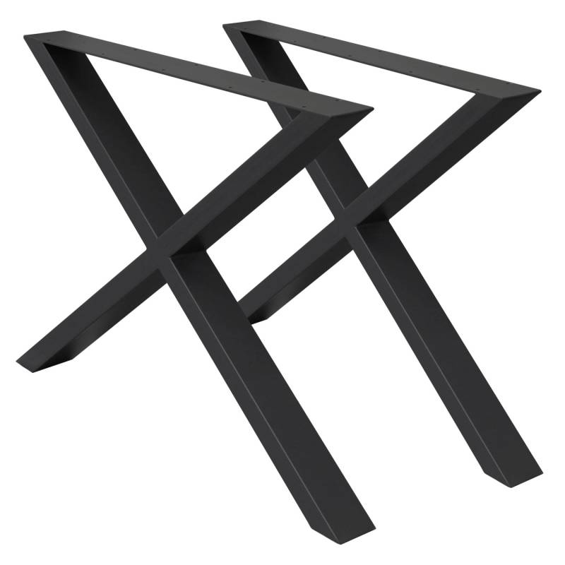 ECD Germany 2x Tischbeine X-Design X-Form 60x72 cm Schwarz Stahl Industriedesign von ECD Germany