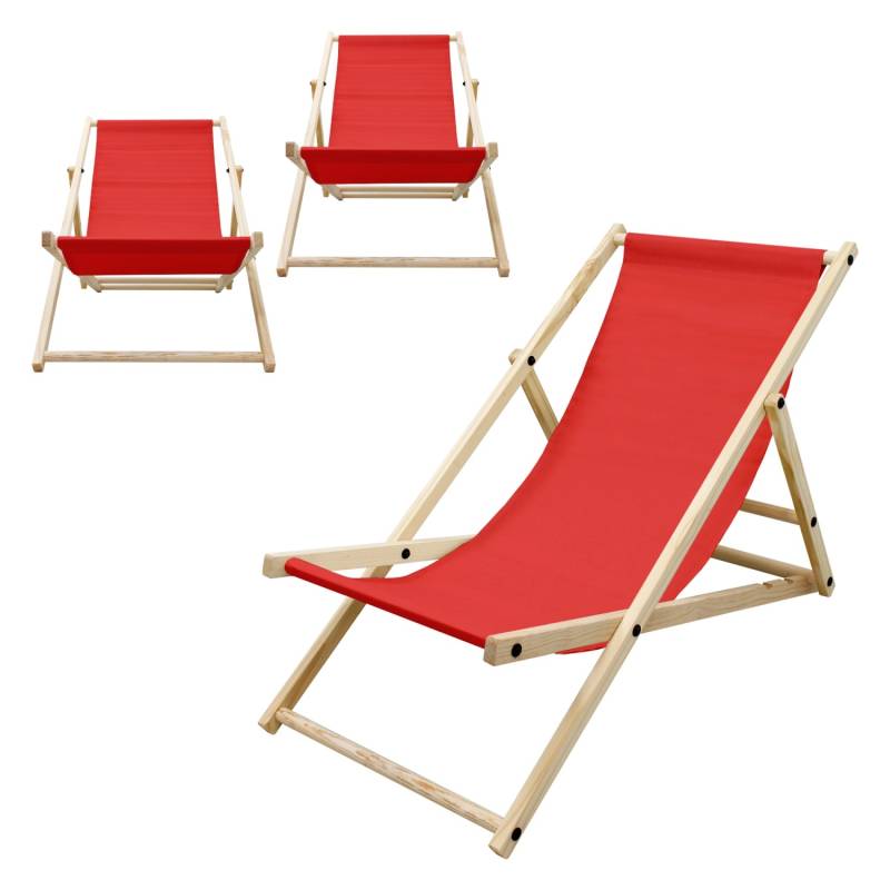 ECD Germany 3Er Set Liegestuhl Klappbar Rot aus Holz 3 Positionen bis 120kg ECD Germany 3Er Set Liegestuhl Klappbar Rot aus Holz 3 Positionen bis 120kg von ECD Germany