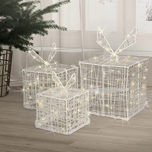 ECD Germany 3er Set LED Geschenkboxen, 90 LEDs Warmweiß, Metall, Strombetrieben, IP44 Wasserdicht, Innen/Außen, Weihnachtsdeko Weihnachten Geschenk Beleuchtet Weihnachtenbox Dekoration Leuchtkästen von ECD Germany