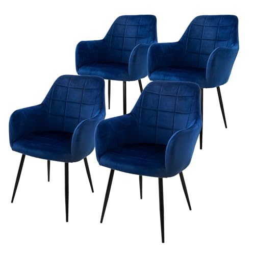 ECD Germany 4er Set Esszimmerstühle mit Rücken- und Armlehnen, Dunkelblau, Küchenstühle mit Samtbezug, Polsterstühle mit Metallbeinen, Ergonomische Stühle für Esstisch, Wohnzimmerstühle Esszimmerstuhl ECD Germany 4er Set Esszimmerstühle mit Rücken- und Armlehnen, Dunkelblau, Küchenstühle mit Samtbezug, Polsterstühle mit Metallbeinen, Ergonomische Stühle für Esstisch, Wohnzimmerstühle Esszimmerstuhl von ECD Germany
