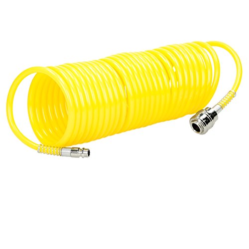 ECD Germany Druckluft Spiralschlauch 5m 5x8mm 8 bar mit Stecknippel und Schnellkupplung - Flexibel, Knickschutz - Druckluftschlauch Luftdruckschlauch Druckschlauch Luftschlauch Kompressor Schlauch von ECD Germany