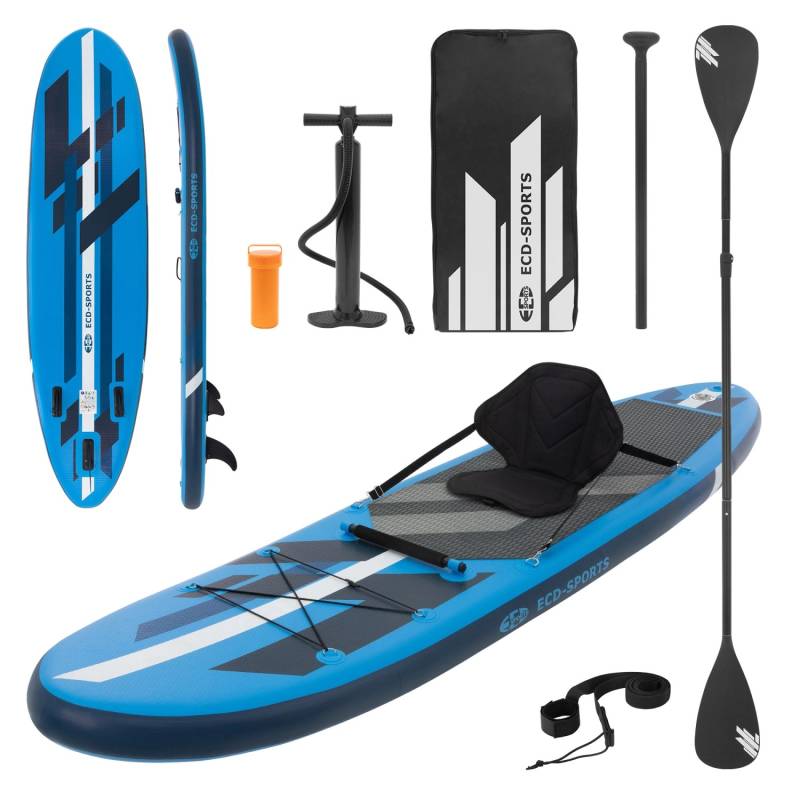ECD Germany Aufblasbares Stand Up Paddle Board Kajak Sitz 320x82x15cm Blau 120kg von ECD Germany