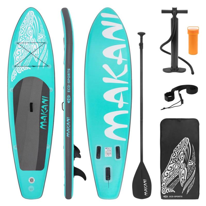 ECD Germany Aufblasbares Stand Up Paddle Board Makani 320 x 80 x 15cm Türkis PVC von ECD Germany