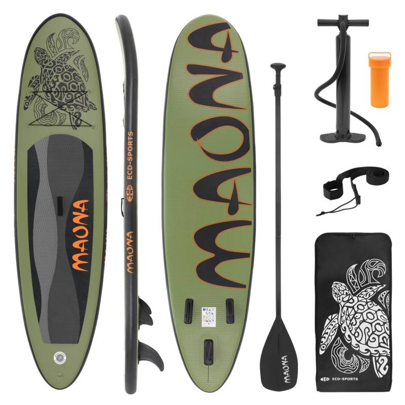 ECD Germany Aufblasbares Stand Up Paddle Board Maona 308 x 78 x 10 cm Olive PVC von ECD Germany