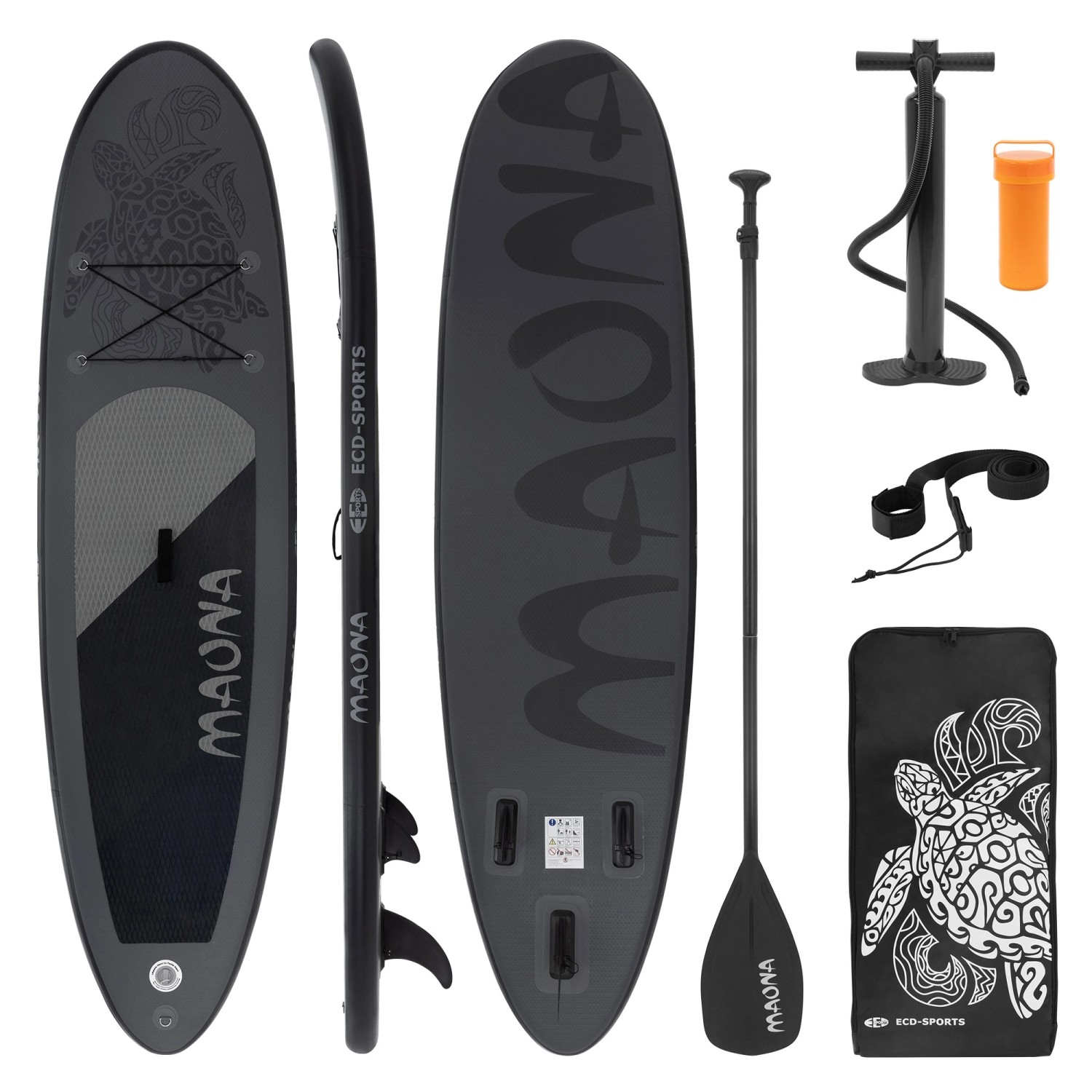 ECD Germany Aufblasbares Stand Up Paddle Board Maona 308x78x10 cm Schwarz PVC ECD Germany Aufblasbares Stand Up Paddle Board Maona 308x78x10 cm Schwarz PVC von ECD Germany