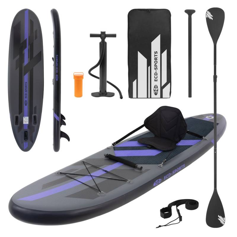 ECD Germany Aufblasbares Stand Up Paddle Board mit Sitz 320x82x15 cm Schwarz von ECD Germany