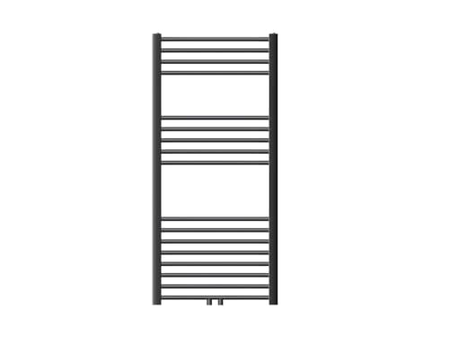 ECD Germany Badheizkörper 600 x 1200 mm Anthrazit gebogen mit Mittelanschluss - Design Heizkörper Handtuchwärmer Handtuchtrockner Handtuchheizkörper Handtuchheizung Handtuchheizer Badezimmer Heizung von ECD Germany