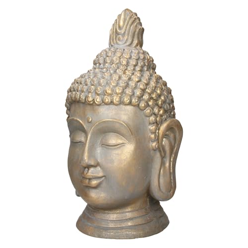 ECD Germany Buddha Figur Kopf Statue 74,5 cm, aus Polyresin, Bronzeoptik, für Yoga, Feng Shui oder Meditationsraum, Haus, Wohnung & Garten, Innen/Außen, Dekoration Deko Skulptur Dekofigur Gartenfigur von ECD Germany
