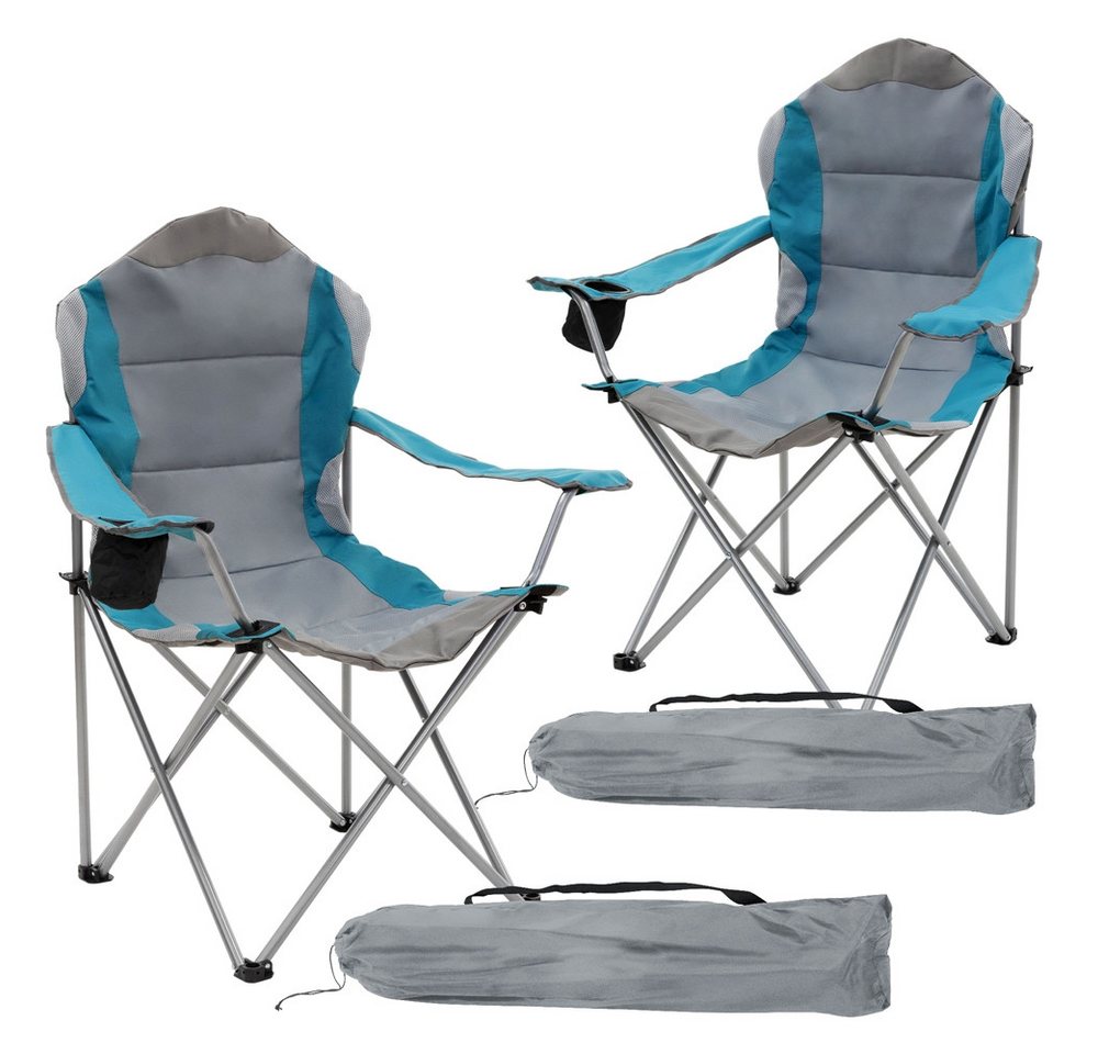 ECD Germany Campingstuhl Gartenstuhl faltbar mit Getränkehalter & Tragetasche bis 110kg, 2er Set Klappstuhl Blau Angelstuhl mit Hochlehner Gepolstert tragbar ECD Germany Campingstuhl Gartenstuhl faltbar mit Getränkehalter & Tragetasche bis 110kg, 2er Set Klappstuhl Blau Angelstuhl mit Hochlehner Gepolstert tragbar von ECD Germany