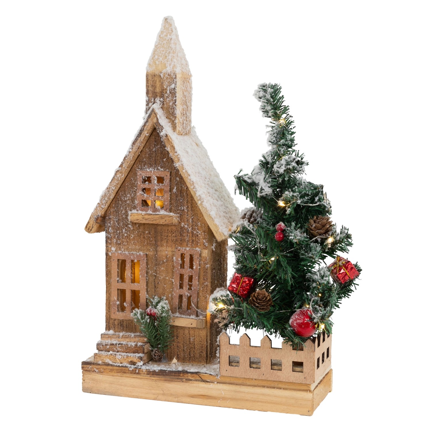 ECD Germany Dekorative Holz-Weihnachtshaus LED-Beleuchtung 27x11x44 cm ECD Germany Dekorative Holz-Weihnachtshaus LED-Beleuchtung 27x11x44 cm von ECD Germany