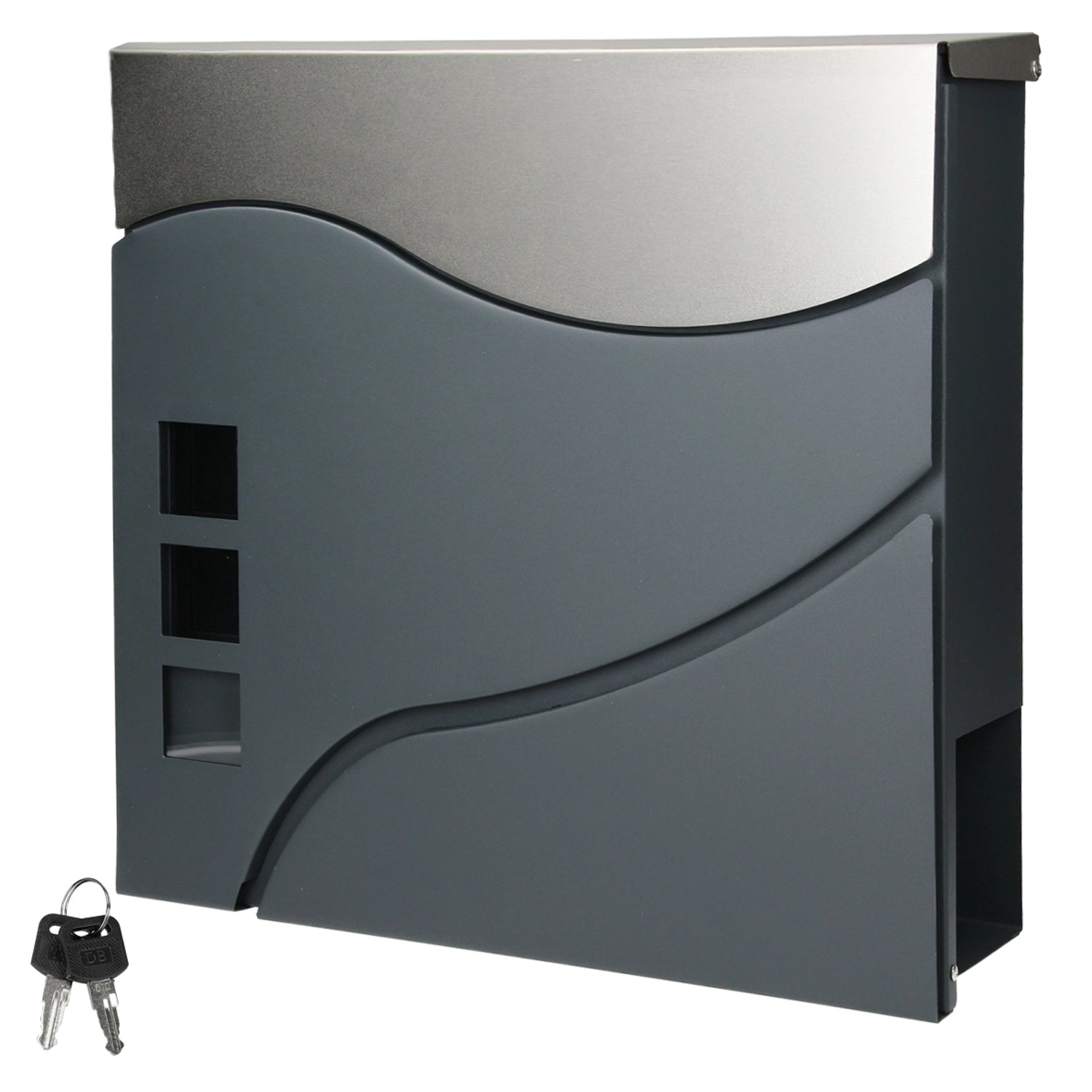 ECD Germany Design Briefkasten 37x10,5x36,5cm mit Zeitungsfach Anthrazit/Silber ECD Germany Design Briefkasten 37x10,5x36,5cm mit Zeitungsfach Anthrazit/Silber von ECD Germany