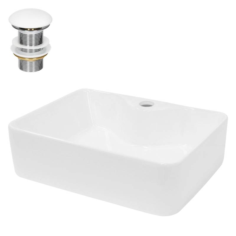 ECD Germany Design Waschbecken Waschtisch 480 x 380 x 140 mm inkl Ablaufgarnitur von ECD Germany