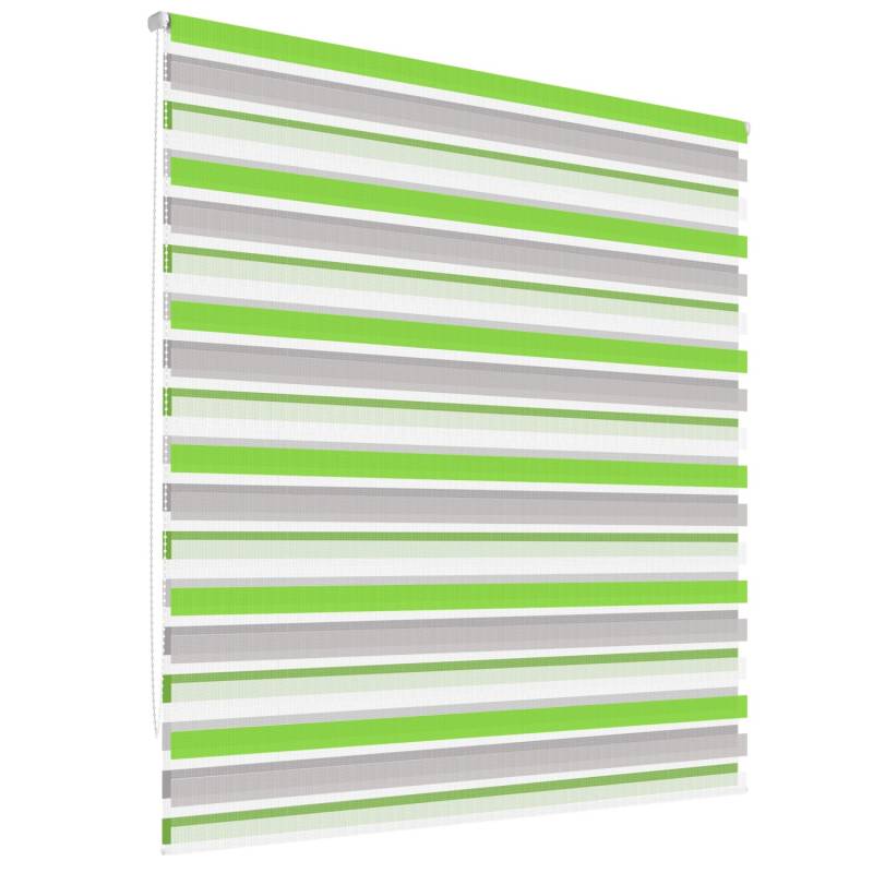ECD Germany Doppelrollo 45 x 150 cm Grün-Grau-Weiß Klemmfix Ohne Bohren von ECD Germany