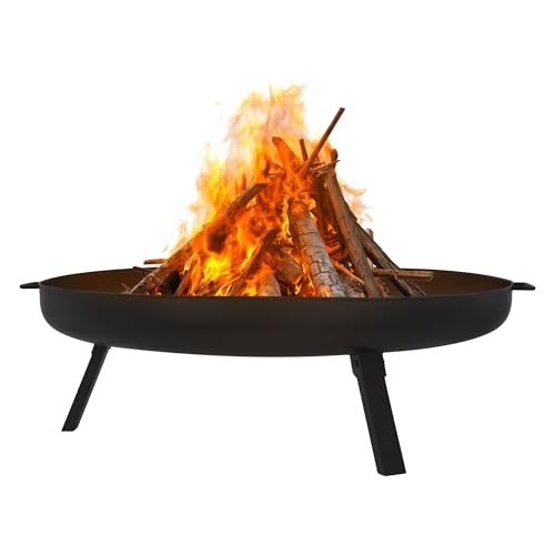 ECD Germany Feuerschale Ø80 x 29 cm mit 3 klappbaren Füßen, Dreibein Feuerstelle für den Garten, Stahl Feuerkorb rund mit 2 Griffen & 2 Entwässerungslöcher, Outdoor Eisenschale Feuertonne BBQ Camping ECD Germany Feuerschale Ø80 x 29 cm mit 3 klappbaren Füßen, Dreibein Feuerstelle für den Garten, Stahl Feuerkorb rund mit 2 Griffen & 2 Entwässerungslöcher, Outdoor Eisenschale Feuertonne BBQ Camping von ECD Germany