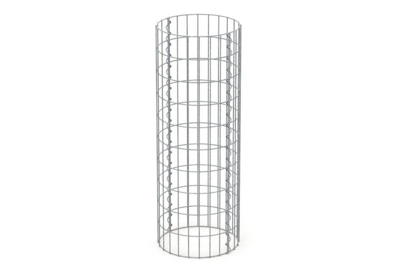 ECD Germany Gabionenzaun Gabionenkorb aus verzinkter Stahl Gabionenwand Gabionen-Säule, (1-St), Steinkorb Rund Silber Korrosionsbeständig Gabionenzaun Gabione von ECD Germany