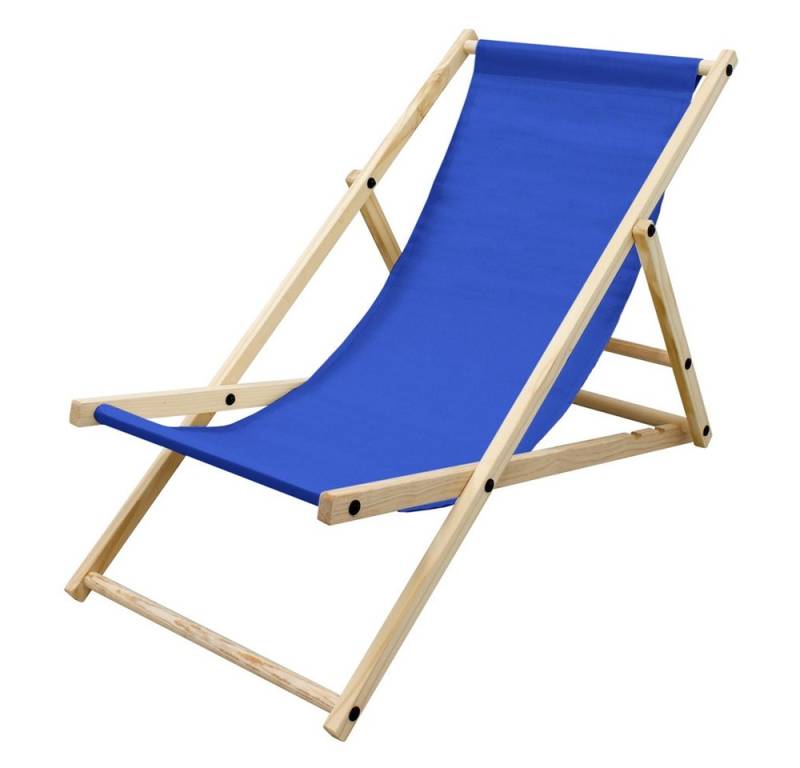 ECD Germany Gartenliege Holz Beachstuhl klappbarer Strandstuhl Strandliege Campingliege, 1 St., Sonnenliege Dunkelblau Klappliegestuhl 117x52x83cm Relaxliege von ECD Germany