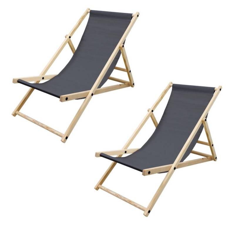 ECD Germany Gartenliege Holz Beachstuhl klappbarer Strandstuhl Strandliege Campingliege, 2 St., 2er Set, 2er Set Sonnenliege Anthrazit Klappliegestuhl 117x52x83cm Relaxliege ECD Germany Gartenliege Holz Beachstuhl klappbarer Strandstuhl Strandliege Campingliege, 2 St., 2er Set, 2er Set Sonnenliege Anthrazit Klappliegestuhl 117x52x83cm Relaxliege von ECD Germany