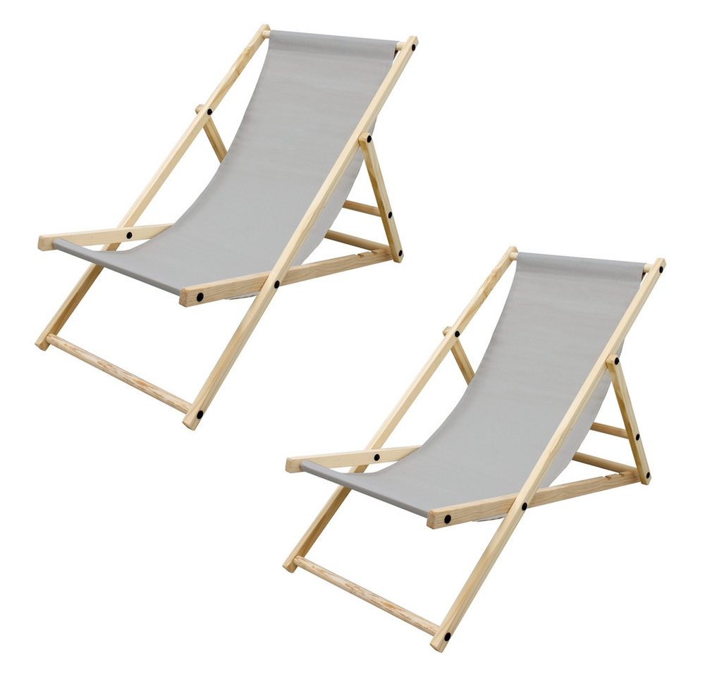 ECD Germany Gartenliege Holz Beachstuhl klappbarer Strandstuhl Strandliege Campingliege, 2 St., 2er Set, 2er Set Sonnenliege Hellgrau Klappliegestuhl 117x52x83cm Relaxliege ECD Germany Gartenliege Holz Beachstuhl klappbarer Strandstuhl Strandliege Campingliege, 2 St., 2er Set, 2er Set Sonnenliege Hellgrau Klappliegestuhl 117x52x83cm Relaxliege von ECD Germany