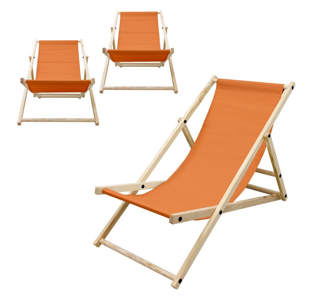 ECD Germany Gartenliege Holz Beachstuhl klappbarer Strandstuhl Strandliege Campingliege, 3 St., 3er Set Sonnenliege Orange Klappliegestuhl 117x52x83cm Relaxliege ECD Germany Gartenliege Holz Beachstuhl klappbarer Strandstuhl Strandliege Campingliege, 3 St., 3er Set Sonnenliege Orange Klappliegestuhl 117x52x83cm Relaxliege von ECD Germany