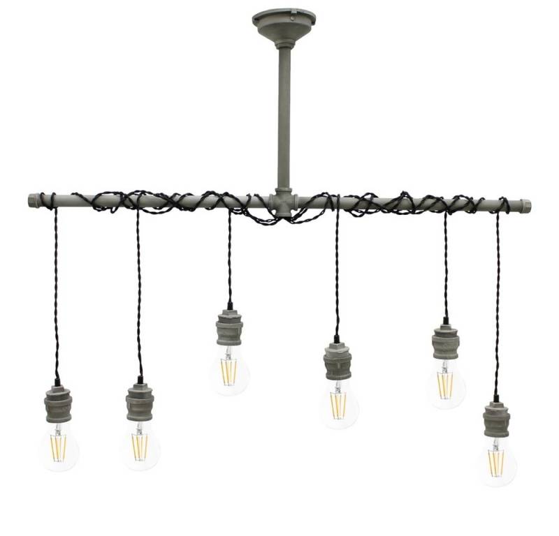 ECD Germany Hängeleuchte Hängelampe Industrial Design aus Metall, E27 Fassung, nicht im Lieferumfang enthalten, 6 flammige Schwarz Pendellampe Deckenlampe Kronleuchter Lauchte Lampe von ECD Germany