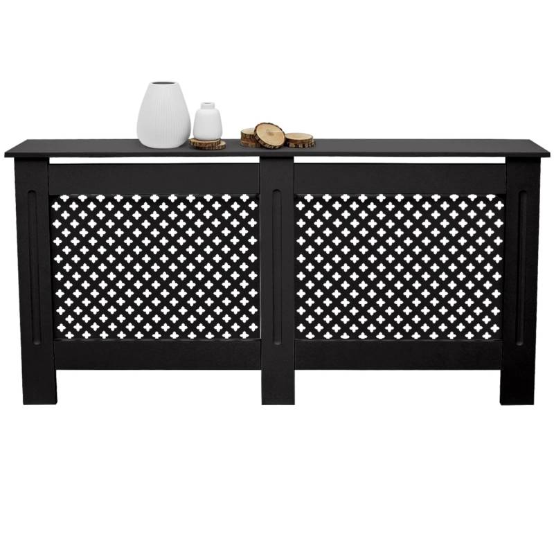 ECD Germany Heizkörperverkleidung mit Wabenmuster 152x19x82 cm Schwarz aus MDF von ECD Germany
