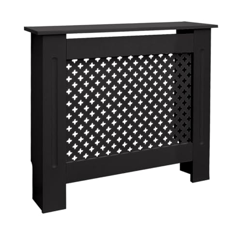 ECD Germany Heizkörperverkleidung mit Wabenmuster 78x19x82cm Schwarz aus MDF lackiert für Schlafzimmer Wohnzimmer Heizungsverkleidung Heizkörperabdeckung Heizungsabdeckung Heizung Heizkörper Abdeckung von ECD Germany