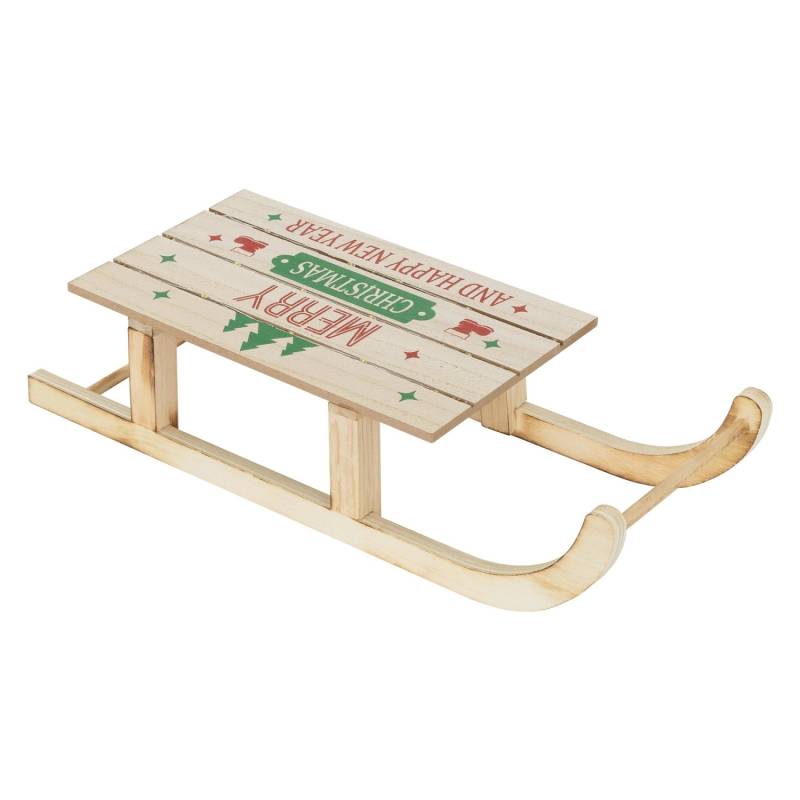 ECD Germany LED Deko Schlitten aus Holz mit LED 42x16 cm Natur-Braun von ECD Germany