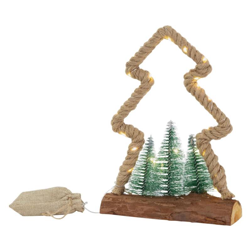 ECD Germany LED Jute Baum mit LED-Beleuchtung mit Timer 23x6,5x30 cm von ECD Germany