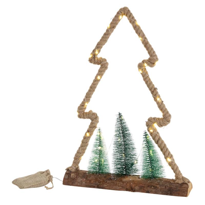 ECD Germany LED Jute Baum mit LED-Beleuchtung mit Timer 35x6,5x45 cm von ECD Germany