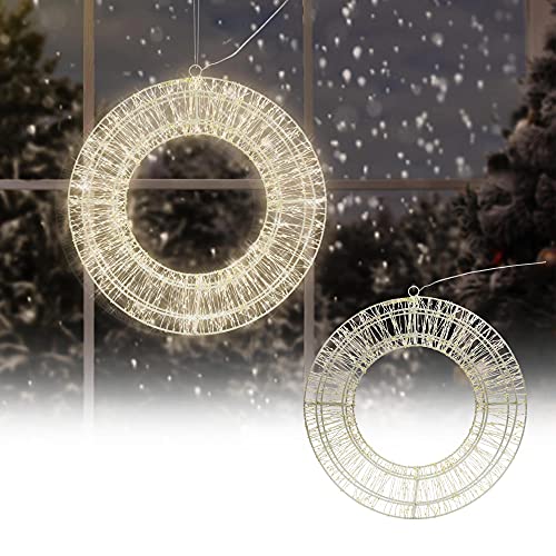 ECD Germany LED Metall Kranz Ø38cm mit 960 LEDs, Warmweiß, Hängekranz mit Timer, IP44 Wasserdicht, Innen/Außen, Strombetrieben, Weihnachtskranz Lichterkranz Türkranz Weihnachten Deko LED Lichterkette von ECD Germany