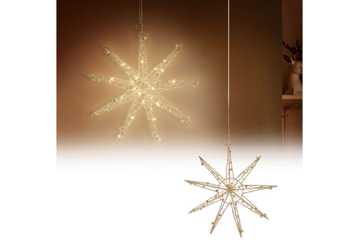 ECD Germany LED Stern Weihnachtsdeko LED Stern Weihnachtsstern Dekostern für Weihnachten, Leuchtstern 30cm 30 LEDs inkl. Timer für Innen Warmweiß Fensterdeko ECD Germany LED Stern Weihnachtsdeko LED Stern Weihnachtsstern Dekostern für Weihnachten, Leuchtstern 30cm 30 LEDs inkl. Timer für Innen Warmweiß Fensterdeko von ECD Germany