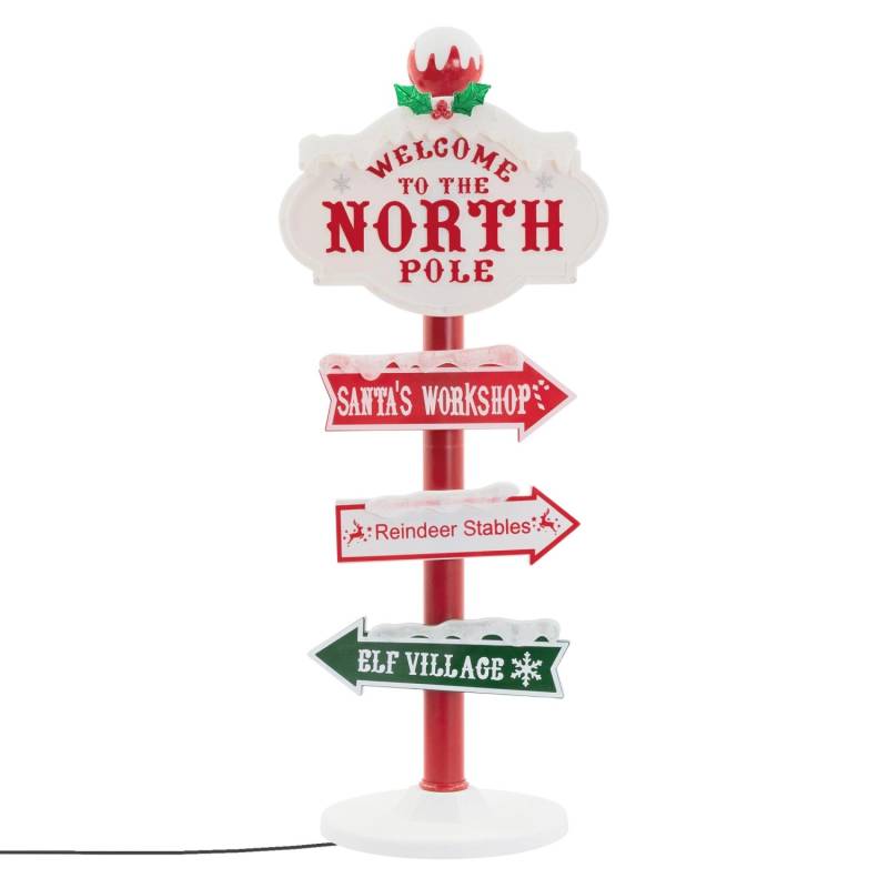 ECD Germany LED Weihnachtsdeko Wegweiser 95 cm 59 LEDs Nordpol Schild von ECD Germany