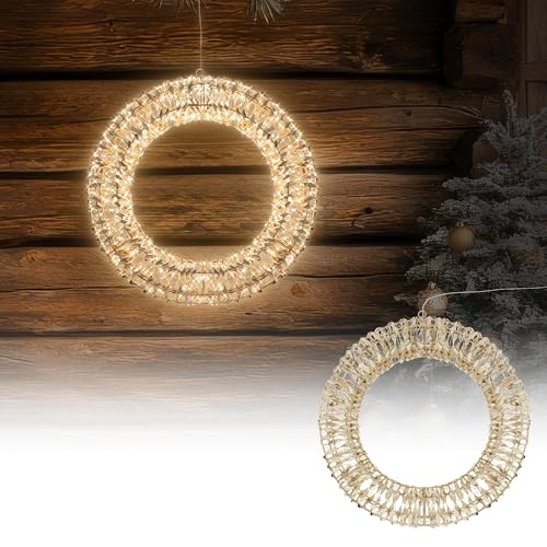 ECD Germany LED Weihnachtskranz Ø38cm mit 480 warmweißen Micro LEDs & Timer, IP44 Wasserdicht Innen/Außen, 3D Metallkranz LED Beleuchtung, Hängekranz Lichterkranz Leuchtkranz Türkranz Weihnachtsdeko von ECD Germany