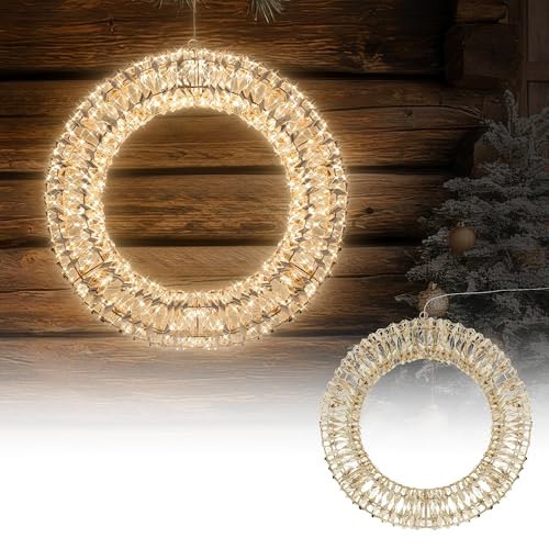ECD Germany LED Weihnachtskranz Ø50cm mit 720 warmweißen Micro LEDs & Timer, IP44 Wasserdicht Innen/Außen, 3D Metallkranz LED Beleuchtung, Hängekranz Lichterkranz Leuchtkranz Türkranz Weihnachtsdeko von ECD Germany