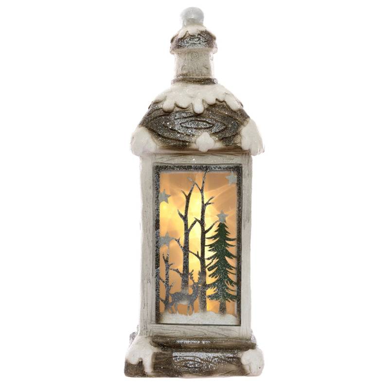 ECD Germany LED Weihnachtslaterne mit Warmweißes Licht 60cm Weiß Beige Grünes von ECD Germany