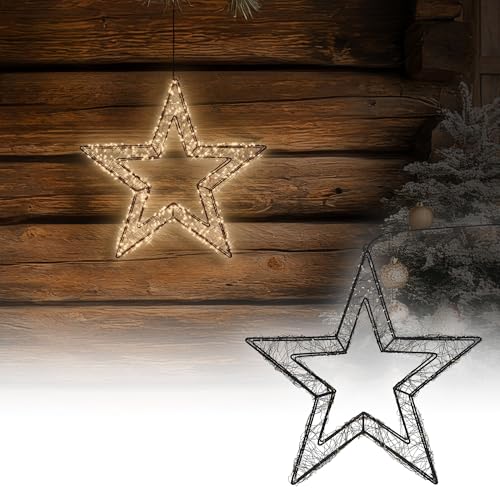 ECD Germany LED-Weihnachtsstern 38 cm, 500 LEDs Extra-Warmweiß, Timer, Innen/Außen, IP44 Wasserdicht, Leuchtstern aus Metall, LED Drahtstern zum Aufhängen für Weihnachten, Weihnachtsdeko Fensterdeko ECD Germany LED-Weihnachtsstern 38 cm, 500 LEDs Extra-Warmweiß, Timer, Innen/Außen, IP44 Wasserdicht, Leuchtstern aus Metall, LED Drahtstern zum Aufhängen für Weihnachten, Weihnachtsdeko Fensterdeko von ECD Germany