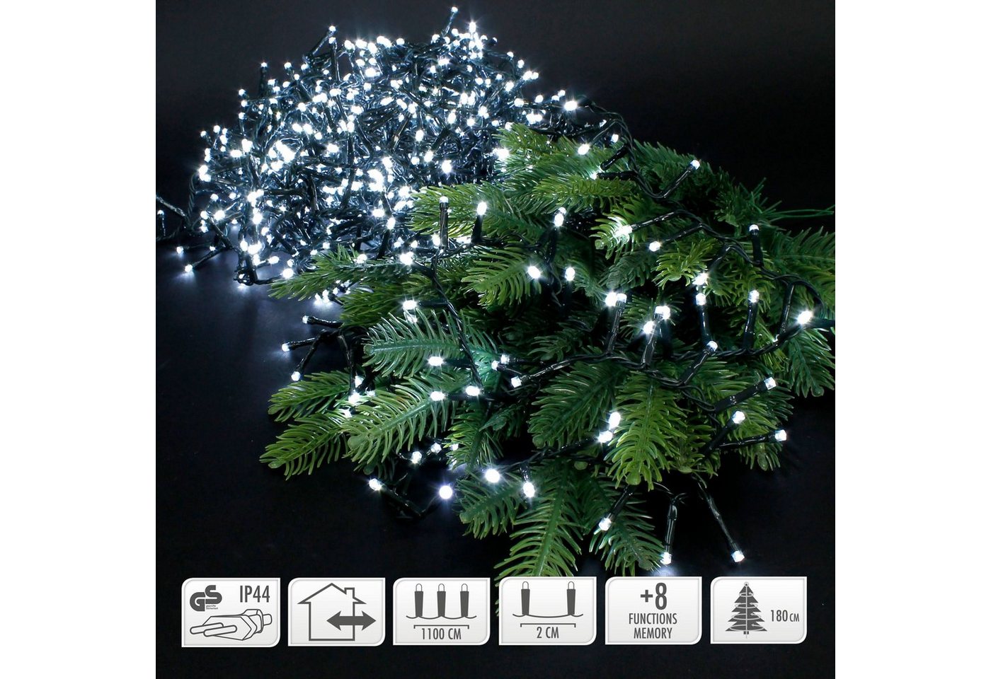 ECD Germany LED-Lichterkette weiß 560 LED Clusterlichterkette Weihnachtsbaum von ECD Germany