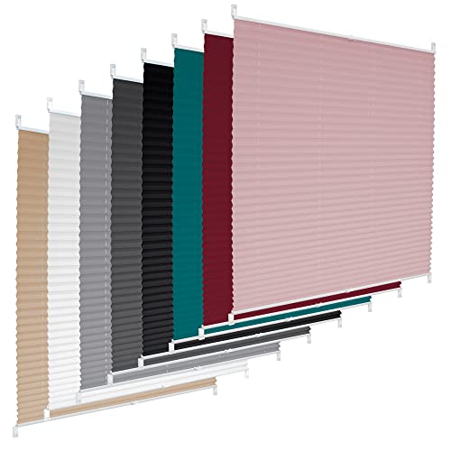 ECD Germany Plissee 90 x 100 cm - Weiß - Klemmfix - EasyFix - ohne Bohren - Sonnen- und Sichtschutz - für Fenster und Tür - inkl. Befestigungsmaterial - Jalousie Faltrollo Fensterrollo Rollo von ECD Germany