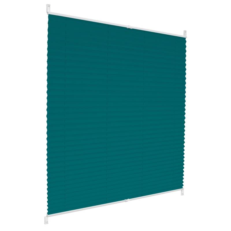 ECD Germany Plissee Klemmfix ohne Bohren 100 x 200cm Petrol Blickdicht Faltrollo von ECD Germany
