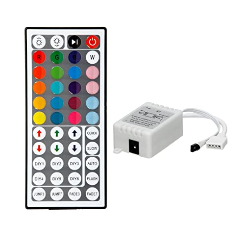 ECD Germany RGB Fernbedienung DC12V 44-Tasten, RGB farbwechsel Funktion, IR Remote Control mit Controller Steuerung für 3528/5050 RGB LED Streifen Strip Licht, 16 Millionen Farben, 20 Dynamische Modi von ECD Germany