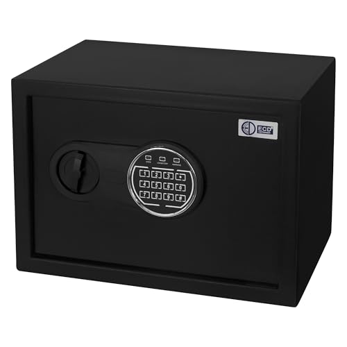 ECD Germany Safe Tresor 16L 35x25x25cm, stabiler Stahl, Wandtresor mit Sensorlicht & Digitale Tastatur für Schmuck Bargeld Dokumente, Elektronischer Möbeltresor Geldkassette mit PIN-Code & Schlüssel von ECD Germany