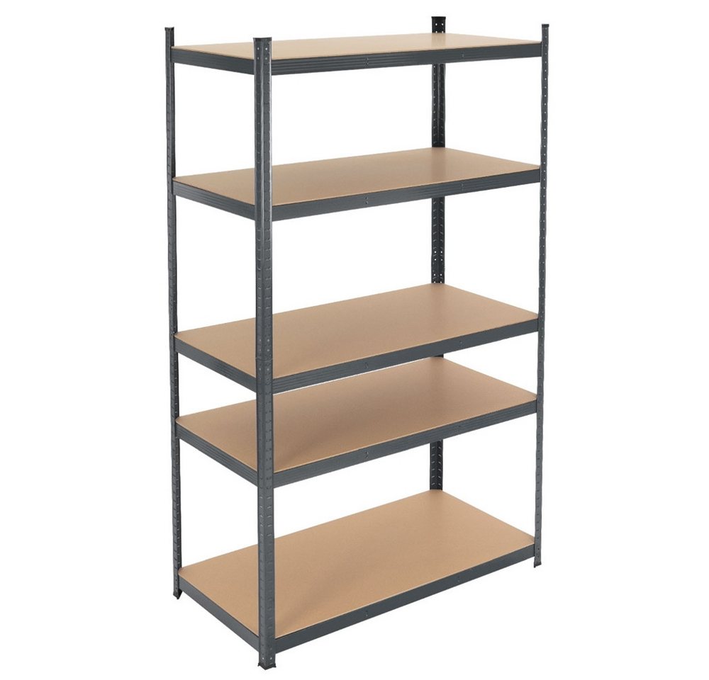 ECD Germany Schwerlastregal Keller Regal Steckregal Lagerregal für Werkstatt & Garage Lastenregal, 1-tlg., Regalsystem bis 875kg Werkstattregal Metall / MDF Anthrazit von ECD Germany