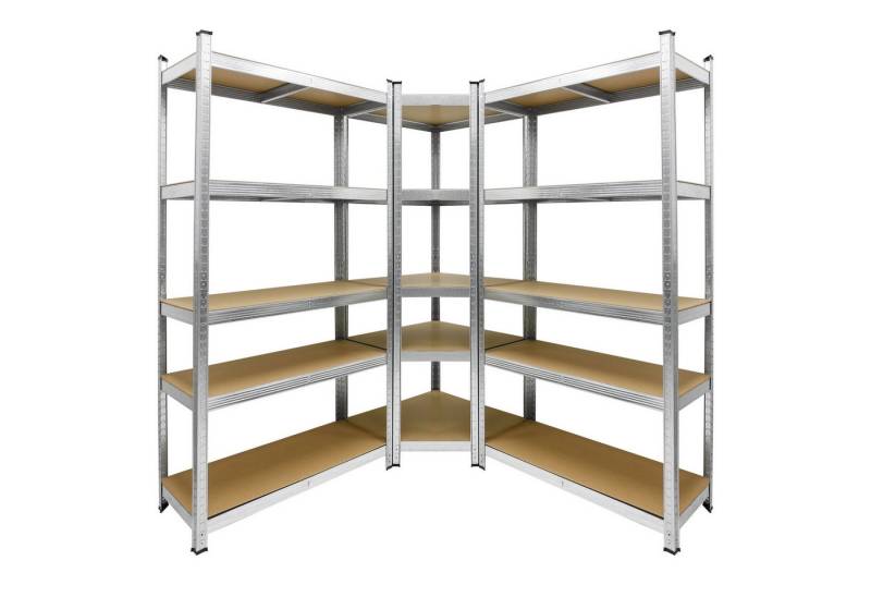 ECD Germany Schwerlastregal Keller Regal Steckregal Lagerregal für Werkstatt & Garage Lastenregal, 3-tlg., Regalsystem bis 875kg Werkstattregal Metall / MDF Blau von ECD Germany