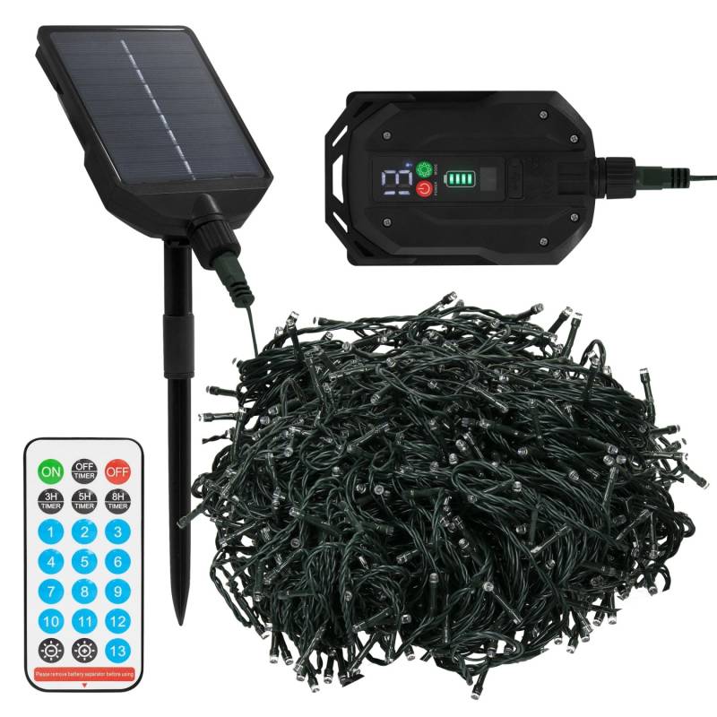 ECD Germany Solar Lichterkette Aussen 16m 800LED Warmweiß Timer 13Modi von ECD Germany
