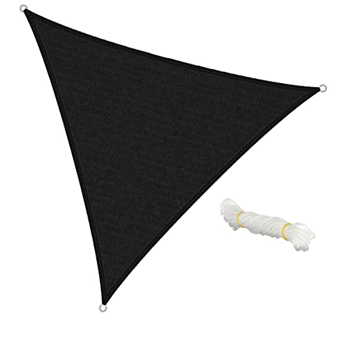 ECD Germany Sonnensegel Sonnenschutz 3,6x3,6x3,6m Dreieck Anthrazit 100% HDPE, UV Schutz, wasserabweisend, wetterbeständig, atmungsaktiv, inkl. Befestigungsseile, Schattenspender für Terrasse, Balkon von ECD Germany