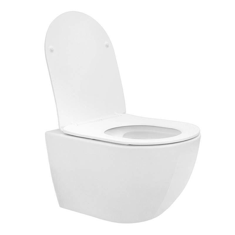 ECD Germany Spülrandloses Hänge WC Weiß Matt mit WC-Sitz aus Duroplast Softclose von ECD Germany