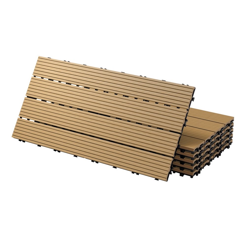 ECD Germany Terrassendielen WPC Bodenplatte Terrassenfliesen Fliesen mit Drainage und Klicksystem, BxL: je 30x60 cm, 22 mm Stärke, Bodenbelag 1m²/6 Stück Teak rutschfest Balkonfliesen ECD Germany Terrassendielen WPC Bodenplatte Terrassenfliesen Fliesen mit Drainage und Klicksystem, BxL: je 30x60 cm, 22 mm Stärke, Bodenbelag 1m²/6 Stück Teak rutschfest Balkonfliesen von ECD Germany