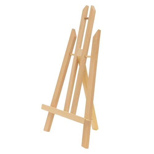 ECD Germany Tischstaffelei klappbar, Sitzstaffelei verstellbar aus Holz, Mini Staffelei zum Malen für Leinwänden & Keilrahmen bis 40cm, Tragbare Mal- und Ausstellungsstaffelei Holzstaffelei Bildhalter von ECD Germany