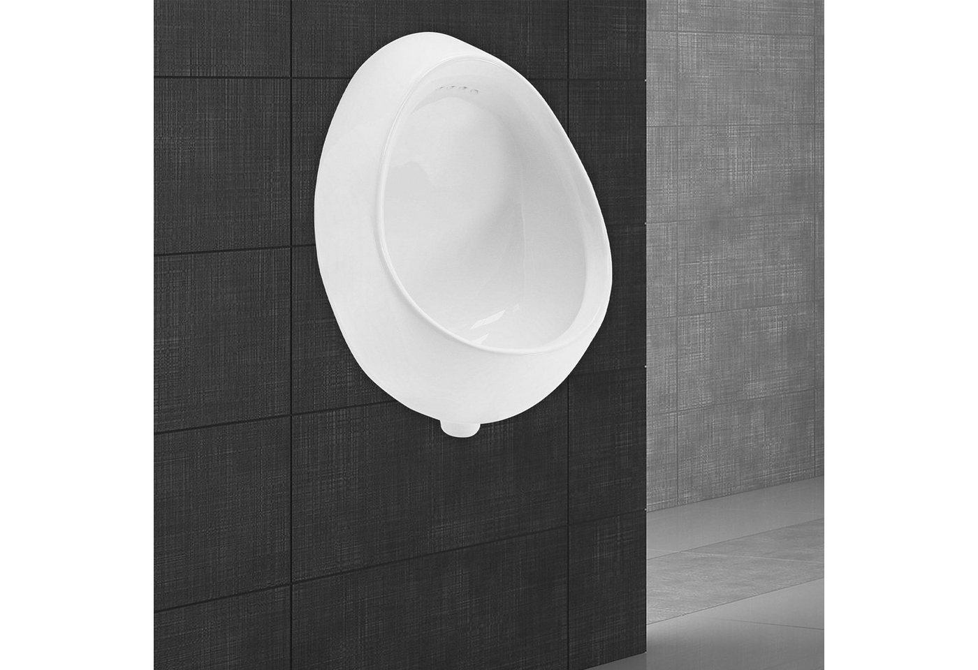 ECD Germany Urinal Pissoir Pinkelbecken WC-Urinal Absaugeurinal Becken, Keramik, Zulauf von hinten Weiß Hochwertige Keramik Modernes Design 35x42x30cm von ECD Germany